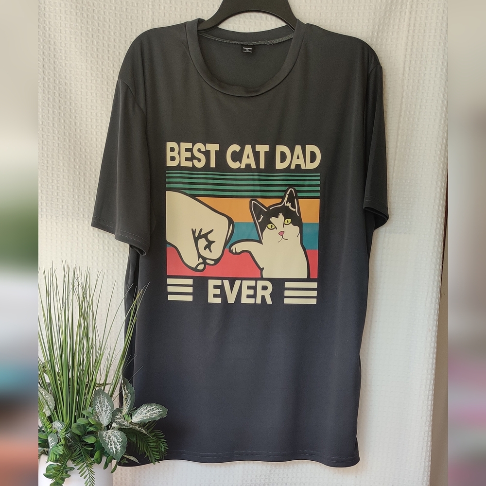 Manfinity Men's,"Best Cat Ever" Graphic T-shirt,Gray Size XL